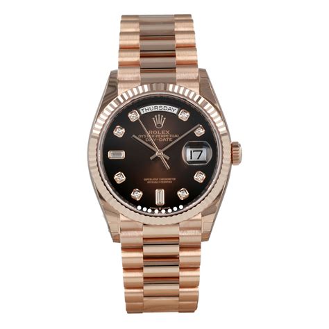 rolex men's watches day date brown|rolex day date diamond.